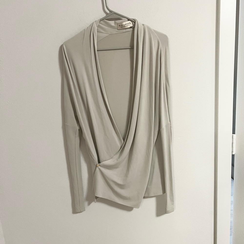 MM Lafleur Cream Wrap Blouse Size M - Picture 8 of 8